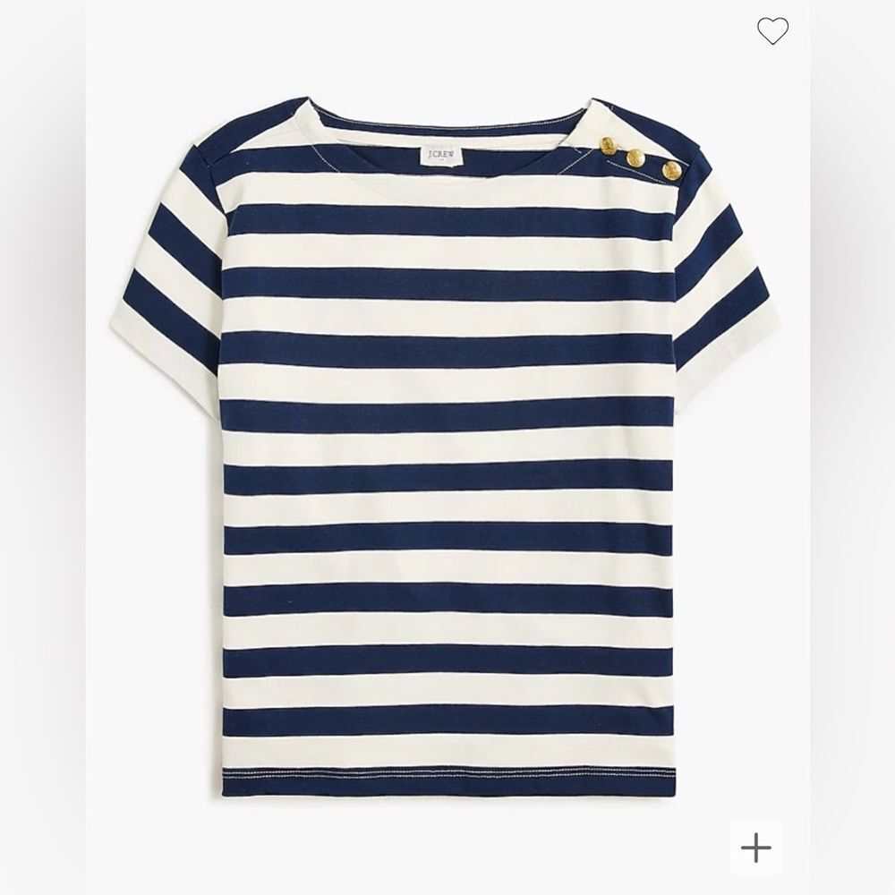 J. Crew Factory Striped button-shoulder boatneck tee • Green Stripe •NWOT •CA964